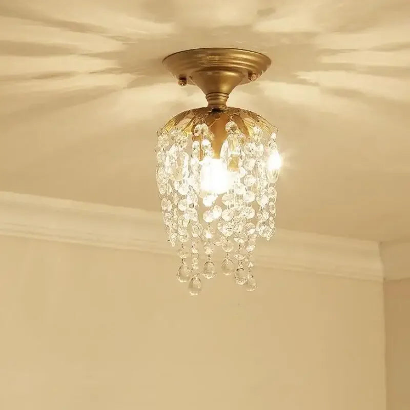 Luxury Crystal Led Chandelier Golden Living Room Aisle Crystal Chandeliers Modern Crystal Pendant Led Lustre Chandelier Lighting