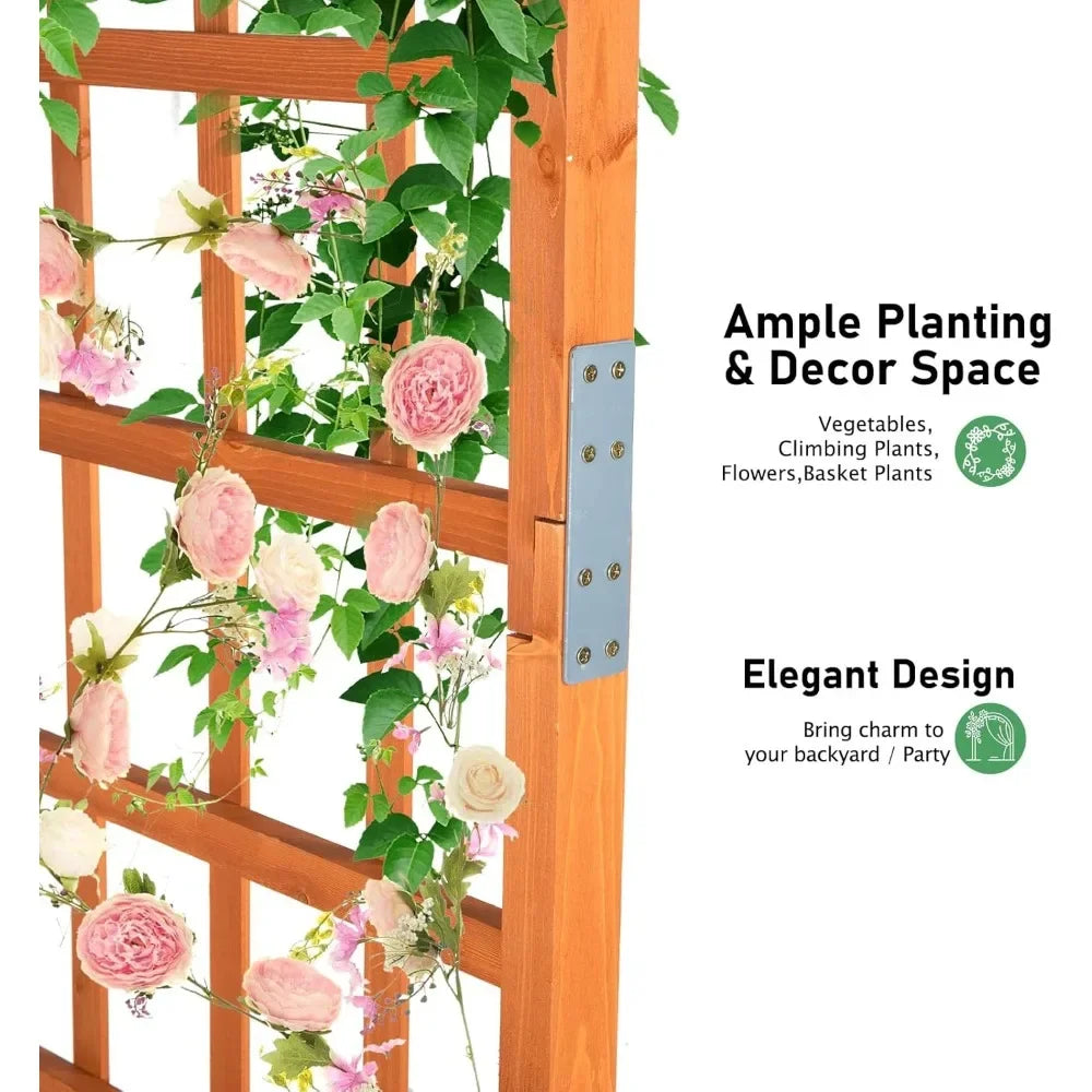 9.4ft Wooden Garden Arbor, Wedding Arch for Ceremony, Wood Garden Trellis for Plant Climbing, Pergola for Garden Backyard