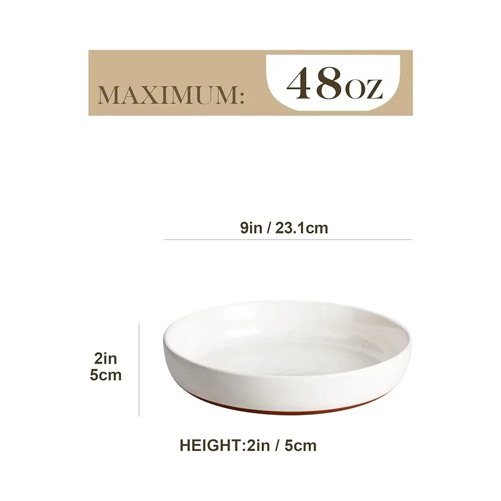 48 Oz Pasta Bowls Set Of 4, Large Salad Serving Bowls For Kitchen, Ceramic Soup Bowls Pasta Plates For Dinner, Microwave