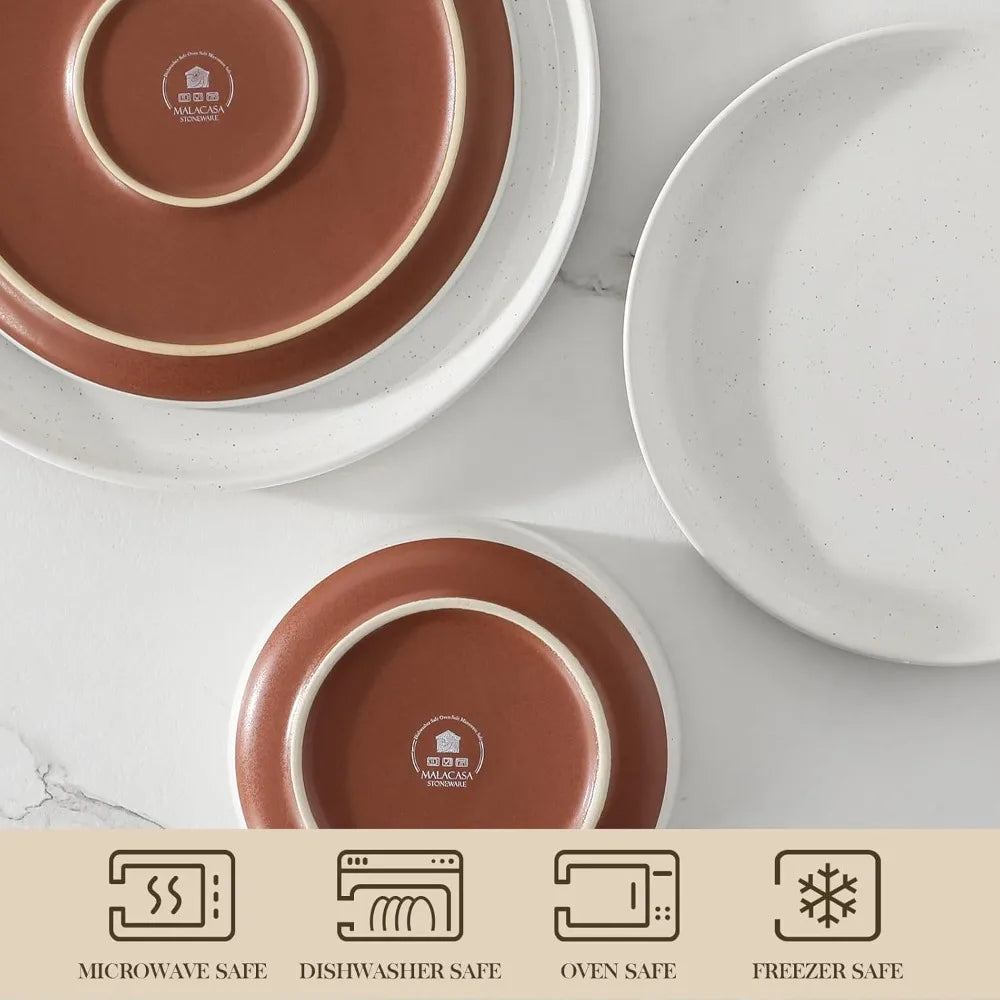 Plates And Bowls Sets, 24 Pieces Modern Ceramic Dinnerware Set For 8 Kitchen Stoneware Dishes Dishware Set