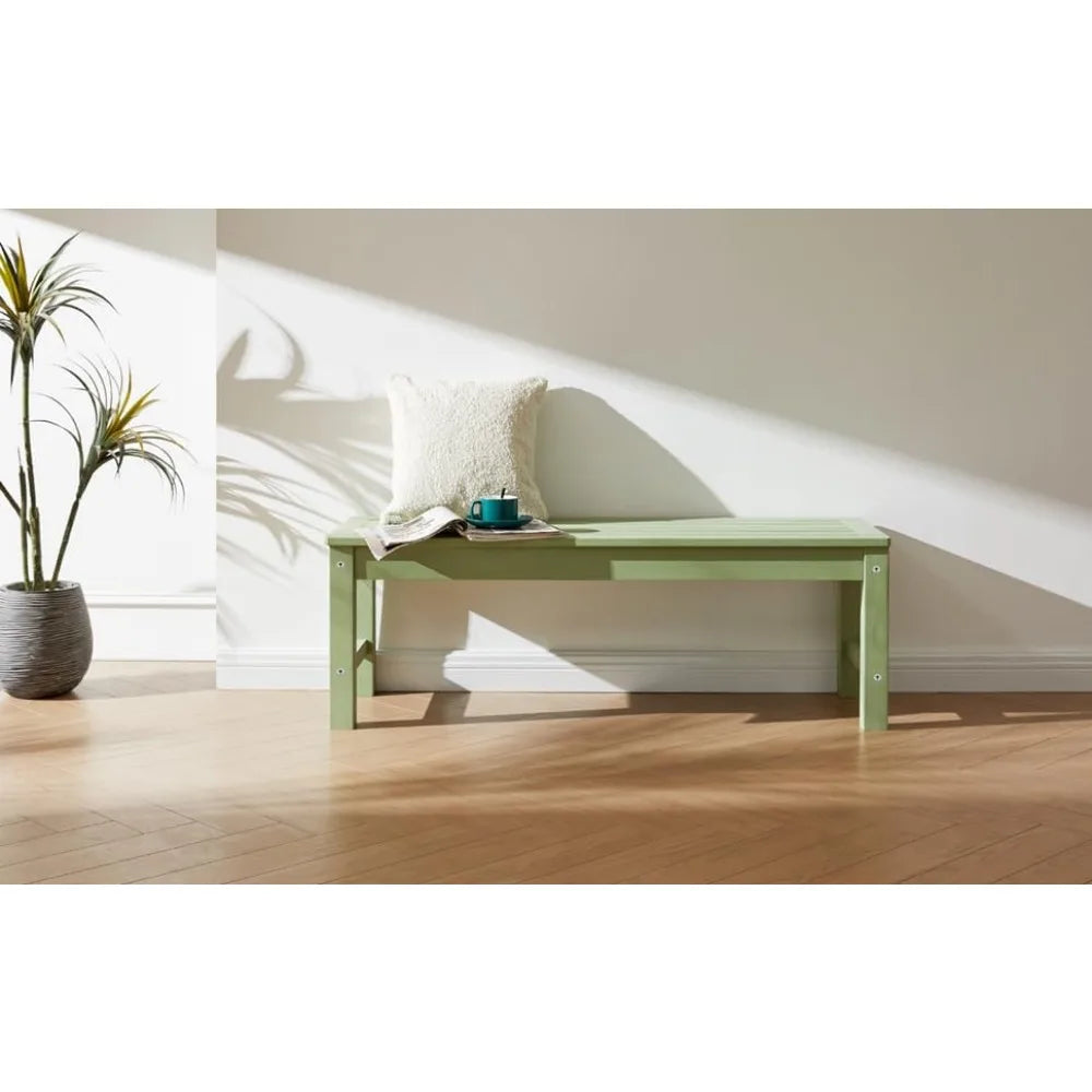 Outdoor Bench, Two Person Poly Lumber Porch Bench, Weatherproof Garden Bench That Never Rot and Fade