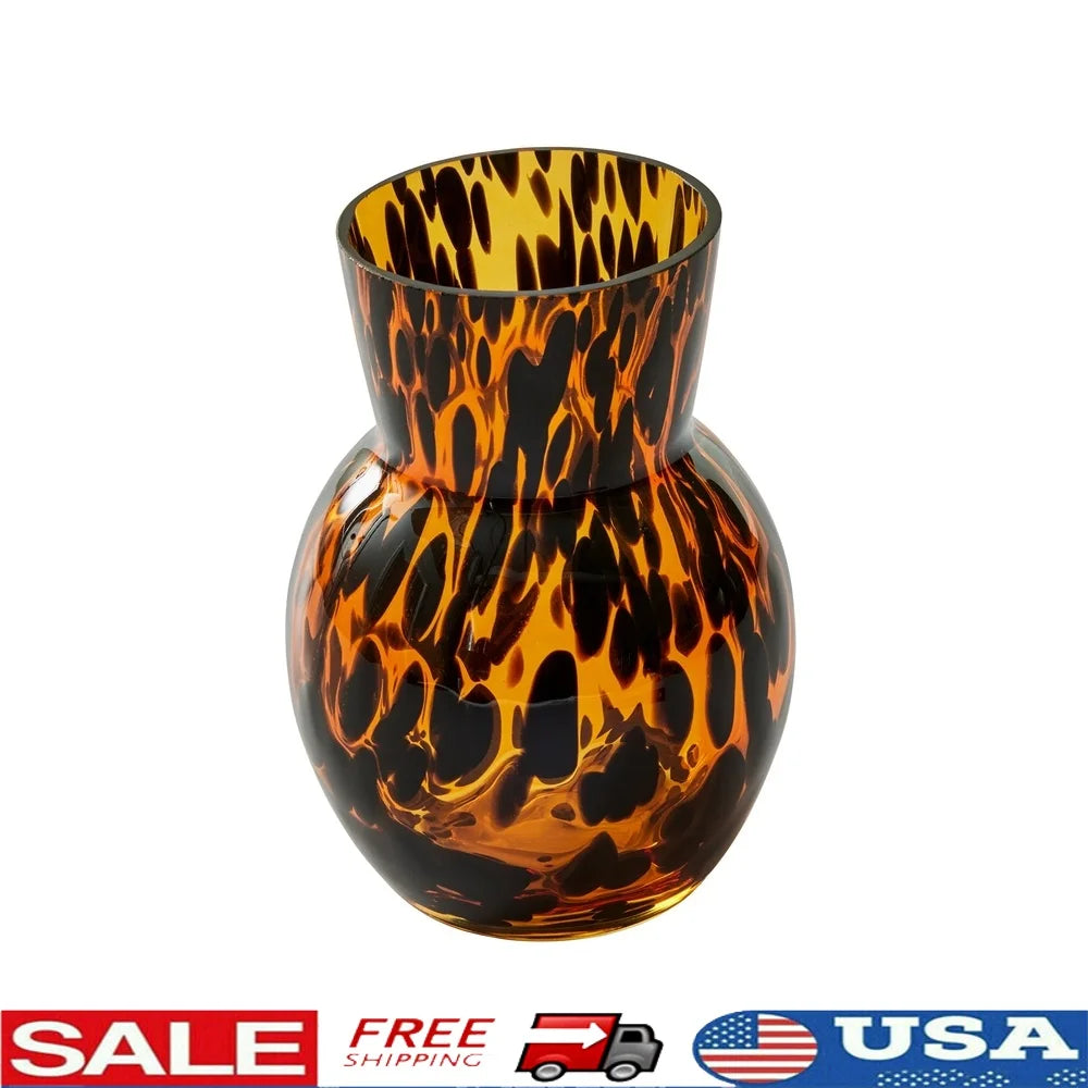Unique Tortoise Patterned Glass Vase Decorative Home Accent Ideal Floral Arrangements Stylish Table Display Gift Option