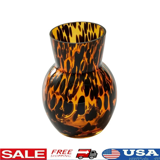 Unique Tortoise Patterned Glass Vase Decorative Home Accent Ideal Floral Arrangements Stylish Table Display Gift Option