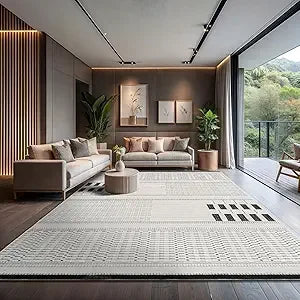 Modern Rug Luxury Swirl Curved Large Micro Loop Area Rugs Soft High-Low Pile Stain Resistant Easy to Clean Non-Shedding D