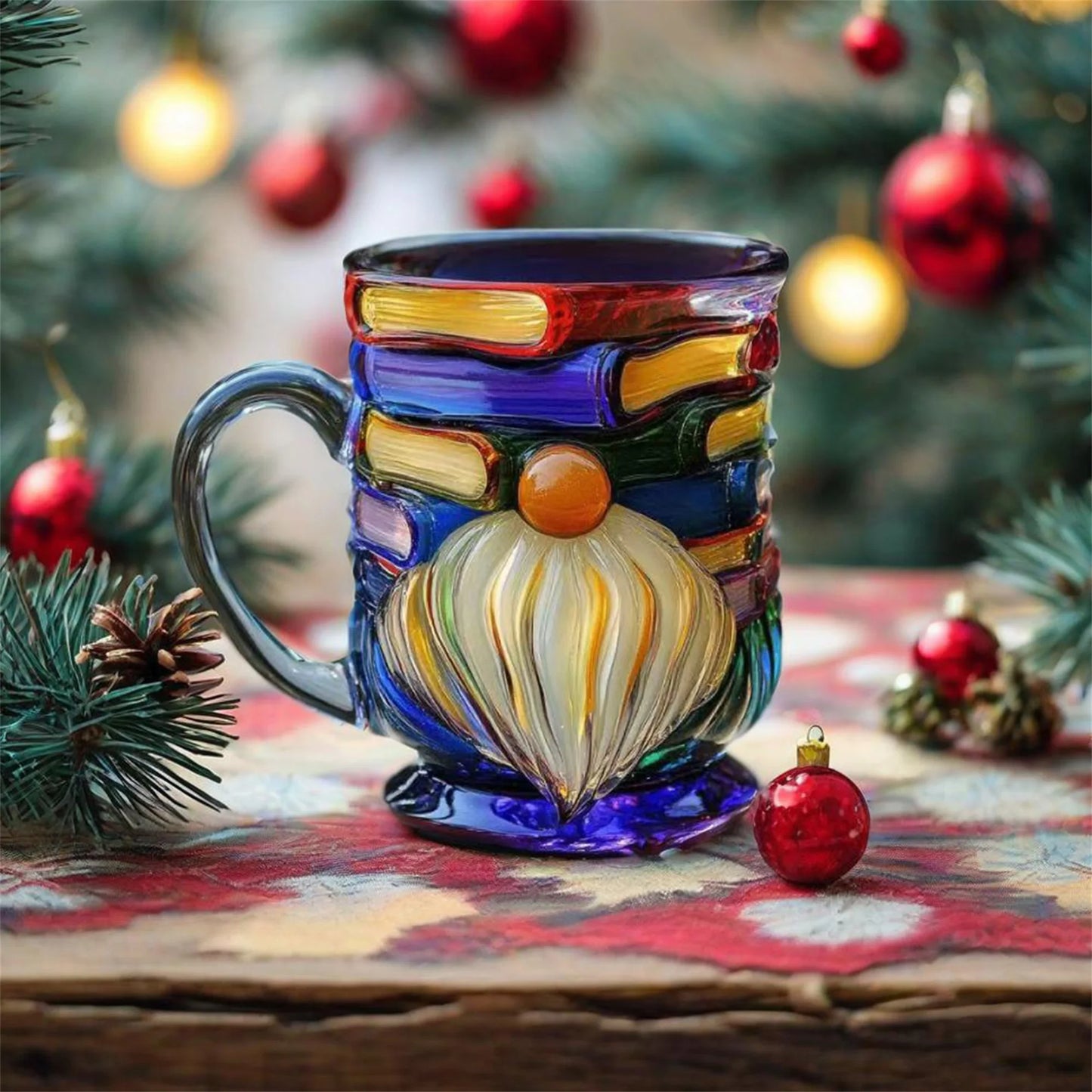 Whimsical Gnomes Tea Cup with Colorful Storybook Design for Cozy Reading Nooks and Bookworms Delightful Gift