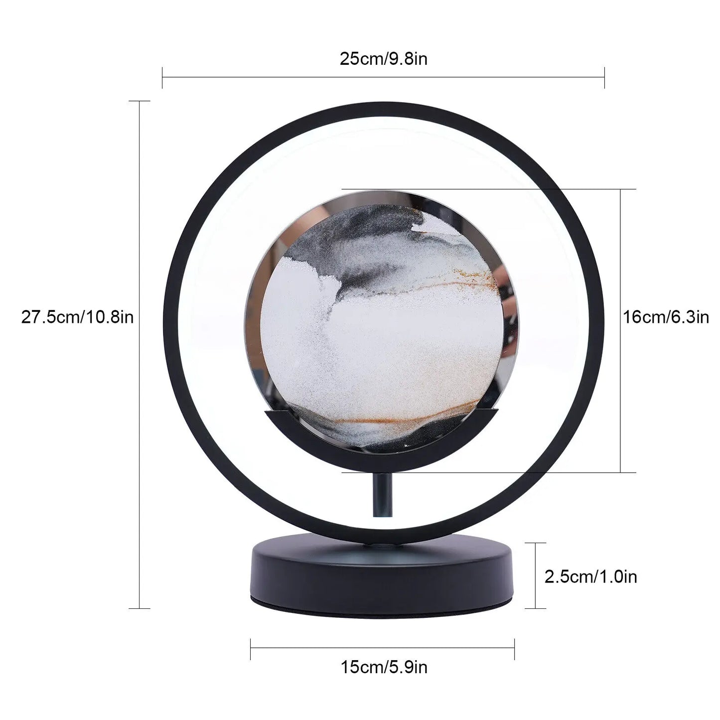 3D Round LED Moving Sand Art Picture Lamp Desktop Sandscape Home Decor