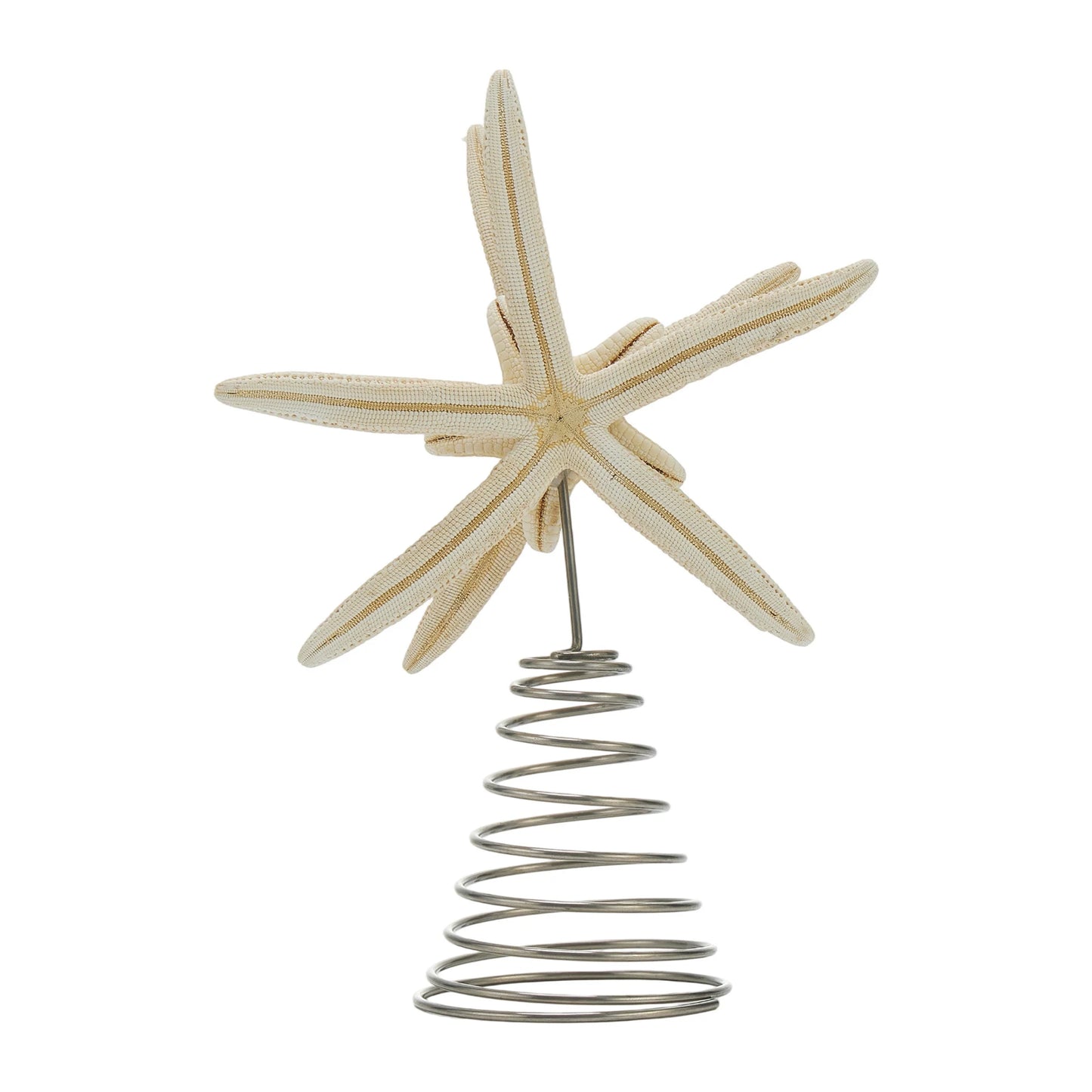 Coastal Seashell Christmas Tree Topper Beach Starfish Treetop Decoration with Metal Coil Base for Holiday Home Ornament