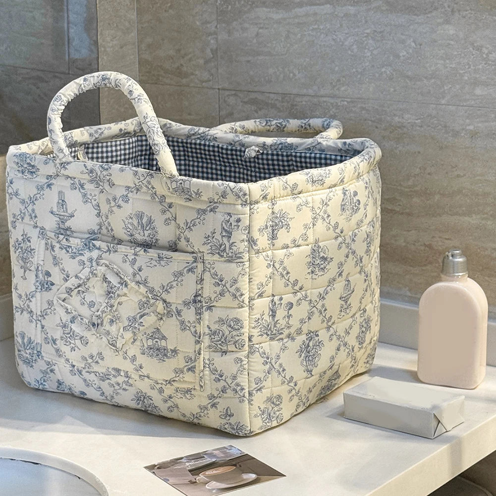 Fabric Debris Organizing Bag with Easy Carry Handles Sundries Storage Organizer for Shelves Closet Laundry Home Office Decor