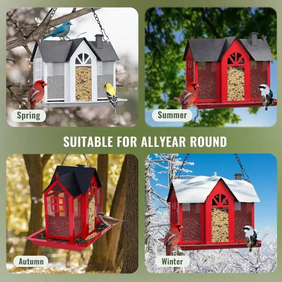 Bird Feeder Outdoors Squirrel Proof Hanging Metal Large Attracting Wild Birds Hummingbirds Black