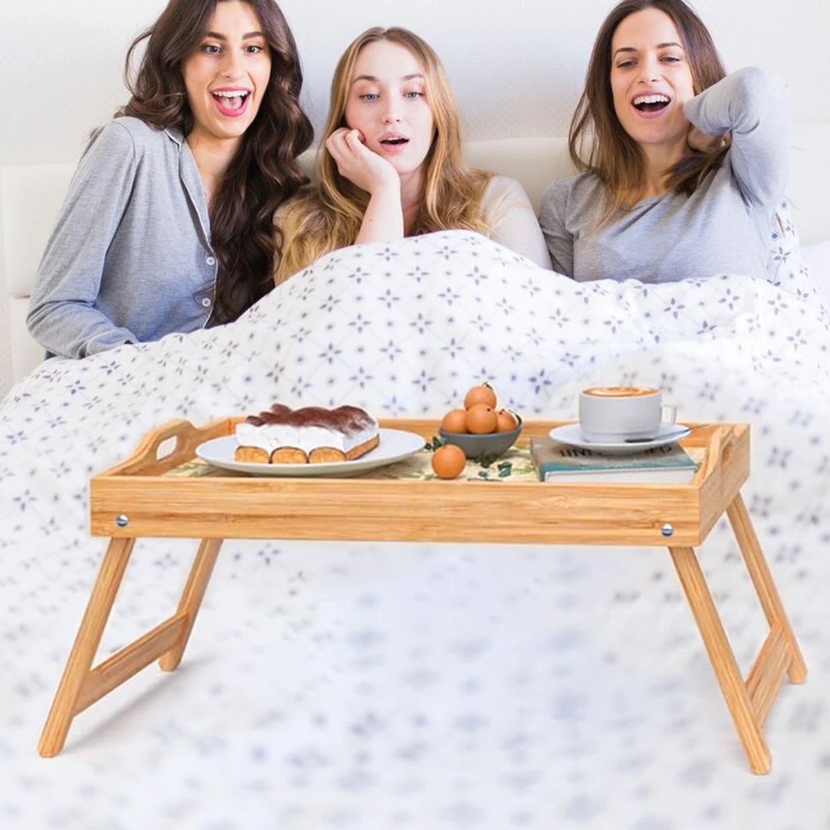 Bamboo Mini Dining-table Folding Table Multifunction Breakfast Dessert Tray For Bed Desk Household Living Room Bedroom Supplies