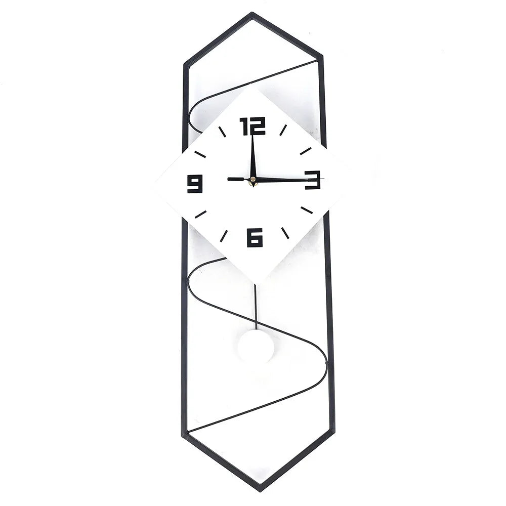 Swing Quartz Silent Wall Clock Metal Modern Wall Clock Large Pendulum Wall Clock Home Decor Clock with Hook