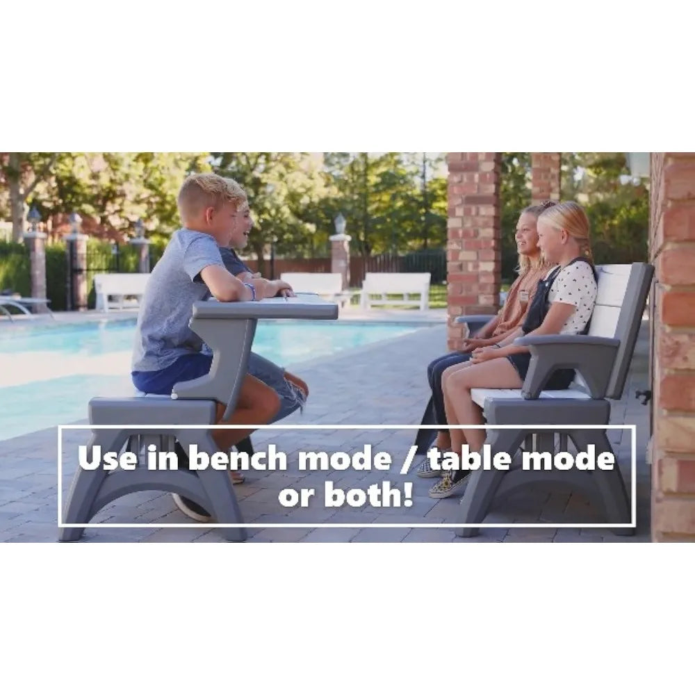 Gen 1 2-in-1 Outdoor Convertible Bench to Picnic Table | Space-Saving, Weather-Resistant Patio Furniture for Yard, Deck, Garden