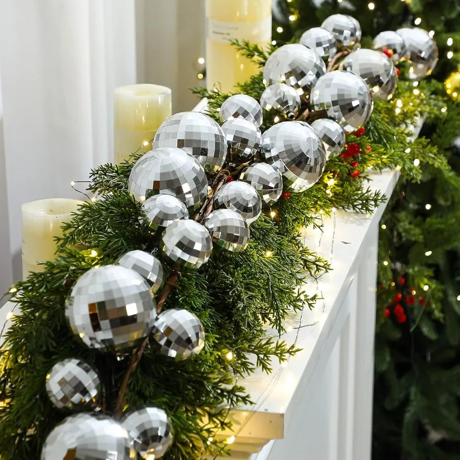 Dingion 6 ft Christmas Ornament Ball Garland Xmas Disco Ball Hanging Decoration Shatterproof Ornament Garland for Christmas Tre