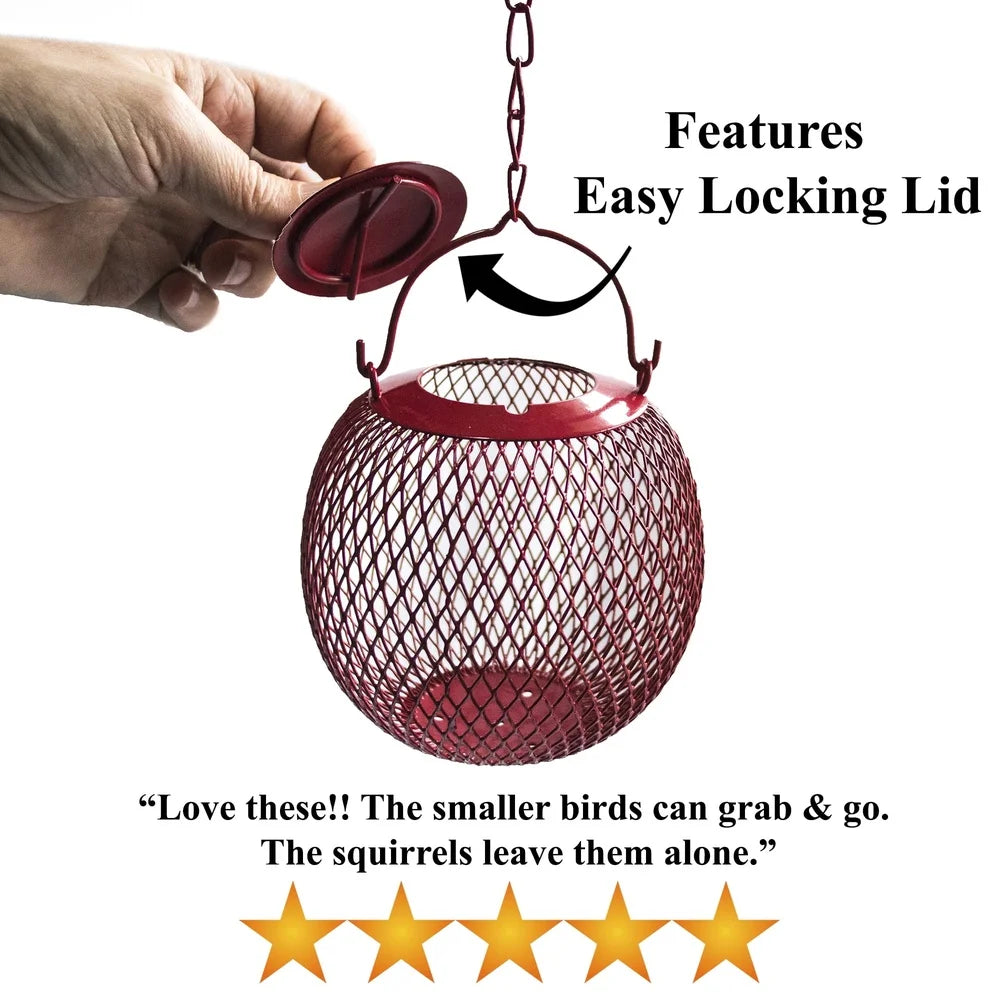 3Pc Squirrel Proof Bird Feeder Hopper MultiColor Mesh Design Easy Attach Outdoor Birdwatching Wild Bird Feeding Station