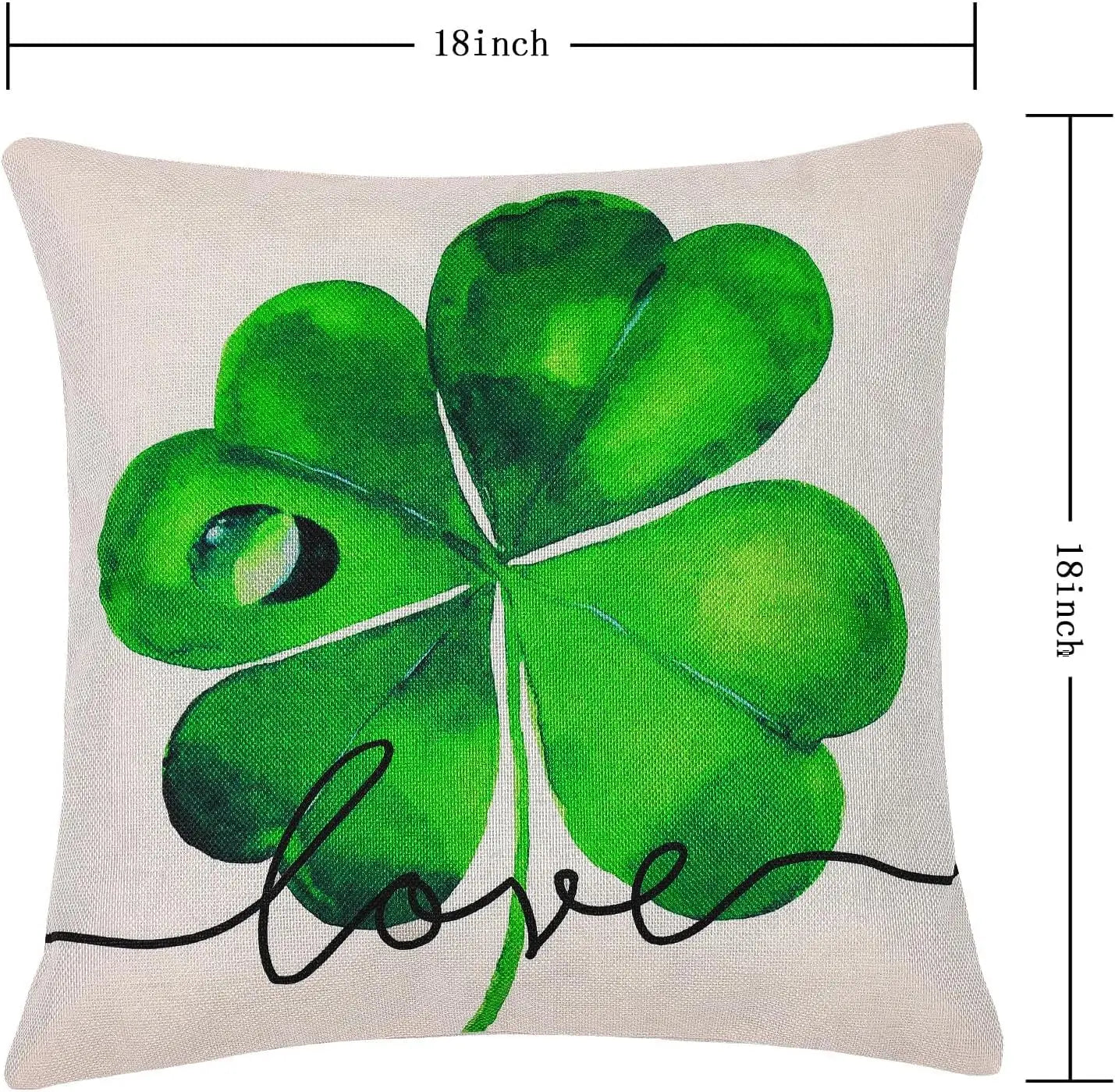 St Patricks Day Decor-Throw Pillow Covers 18x18 in Set of 4,Shamrock Linen Pillow Case with Green Hat Irish Couch  Home Indoor