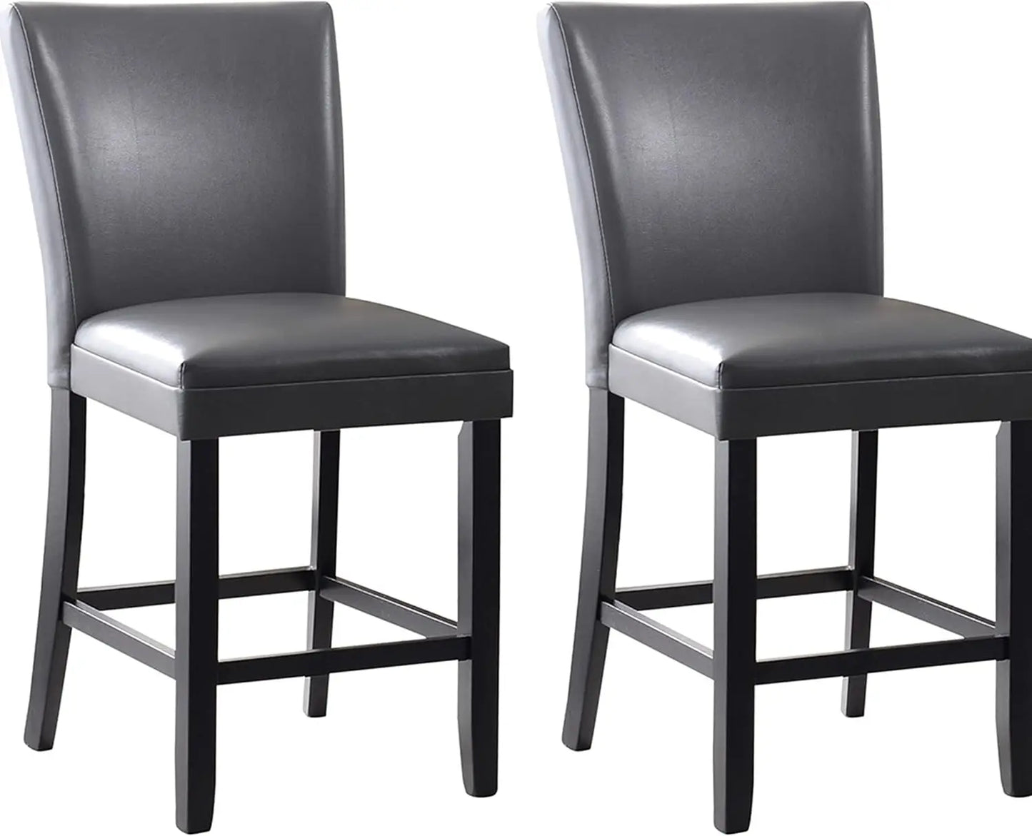 Counter Bar Stools Set of 2,24 inch Seat Height Faux Leather Kitchen Barstools with High Backrest,Armless Upholstered Bar Chairs