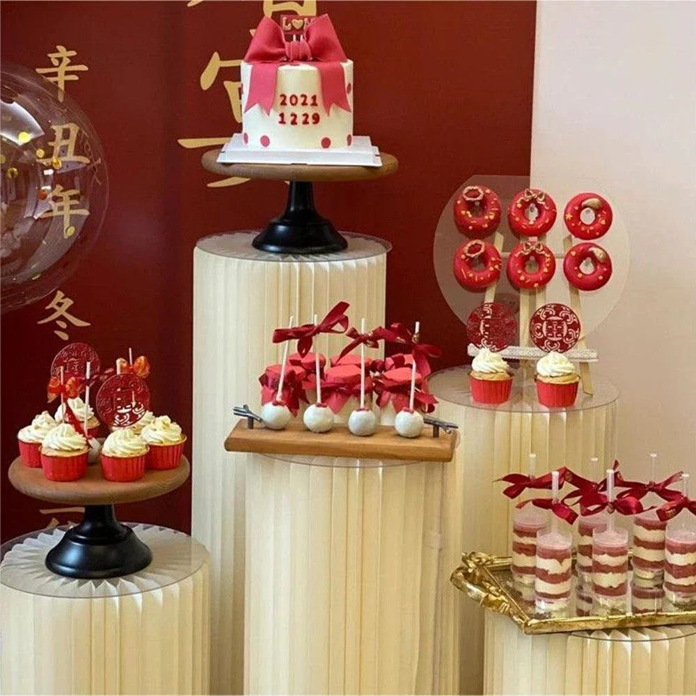 Paper Folding Cylinder Display Rack for Wedding Birthday Party Decor Dessert Table Cake Stand Home Ornaments Ramadan Decoration