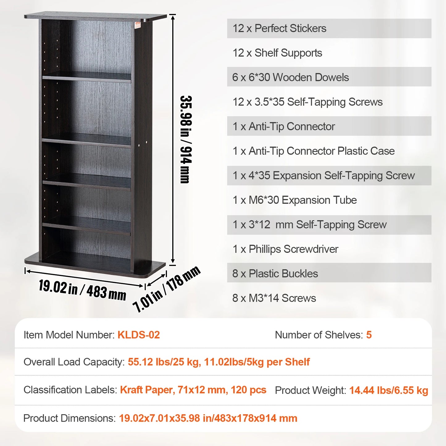 SucceBuy Media Storage Cabinet DVD Shelf Holds Adjustable CD Shelves 5/12/16/36 Compartments Protects and Organizes Music Movie