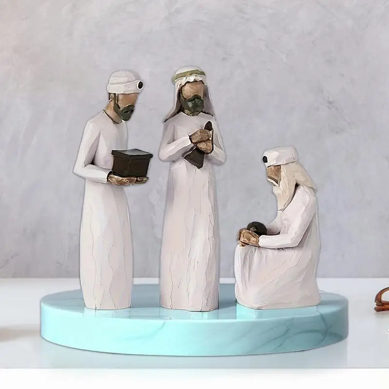 Three Wisemen Figures Hand-Painted Resin Christmas Nativity Set Seasonal Home Decoration Christmas Sculpture for Table Bookshelf