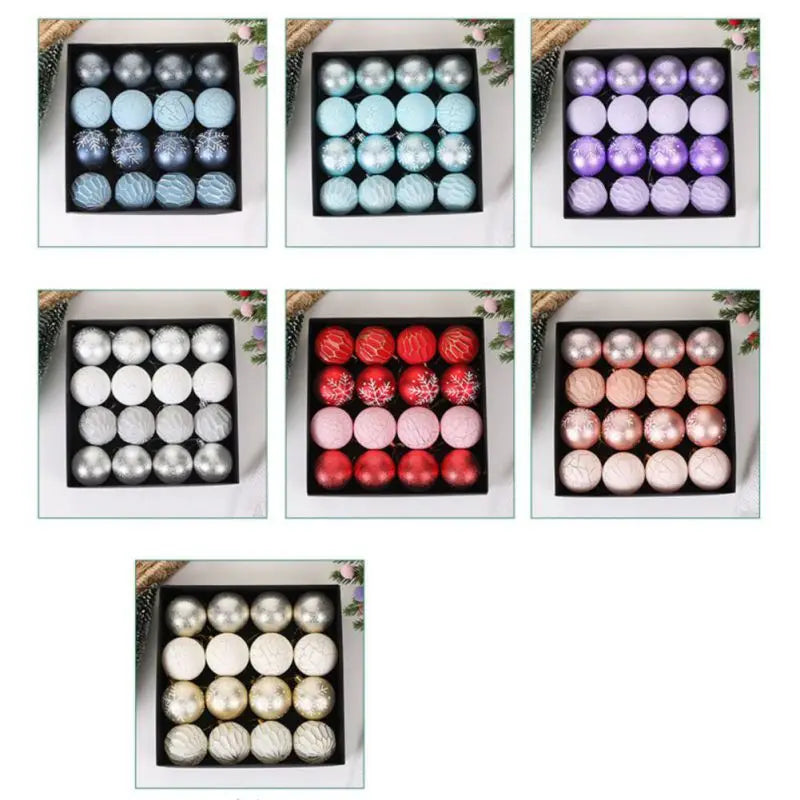 Hand Painted Christmas Ball Set Ornaments, 2.4 Inch Shatterproof Woven Fabric Ball Set for Xmas Tree Decor, Home Festival Decor