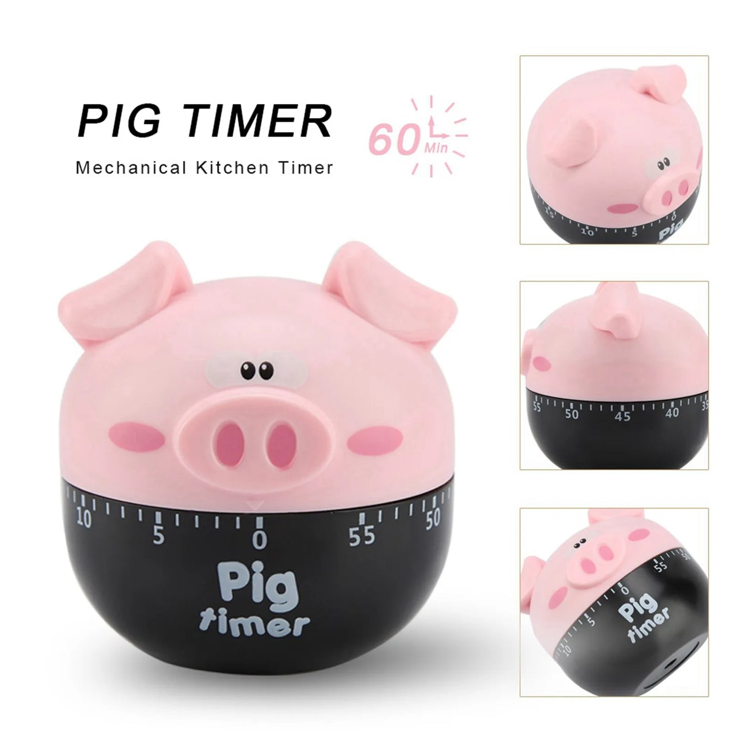 Cute Cartoon Pig Kitchen Timer Mechanical Timers Counters for Cooking Timing ToolTimer§Cooking,Timer§Pig,Kitchen,Timer§Mechanica