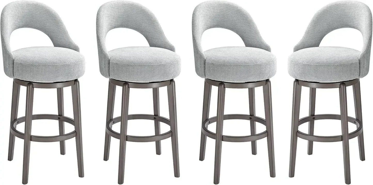 Counter Height Barstools Set of 4-26" Swivel , Velvet Upholstered Bar Stool, Modern Stools for Kitchen Island & Pub, Grey Green