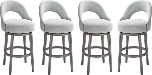 Counter Height Barstools Set of 4-26" Swivel , Velvet Upholstered Bar Stool, Modern Stools for Kitchen Island & Pub, Grey Green