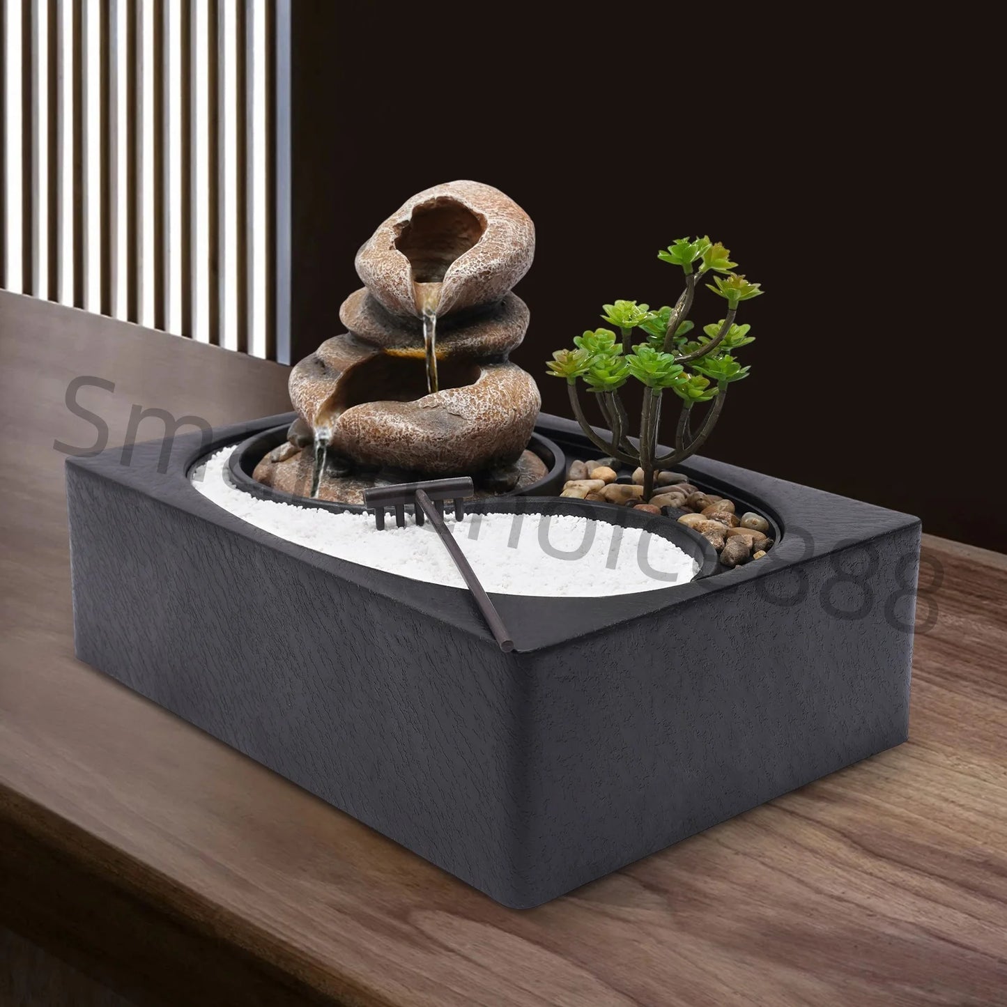 Indoor Relaxation Desktop Fountain Waterfall With Rockery Sand Garden Perfect for Office Home Bedroom Desk Decoration