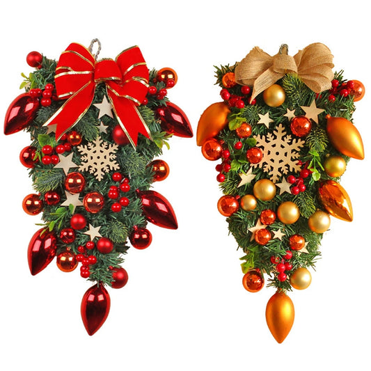 Christmas Ball Wreath Artificial Pine Cones Berry Garland for Front Door Wall Decor 2025 Christmas Wreath New Year Decorations