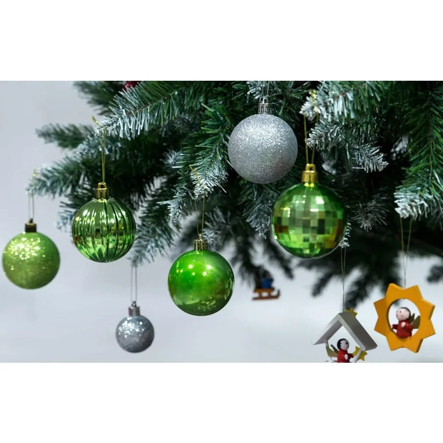 Small Size 28ct shatterproof Christmas Ball Orments in 4 Classic finishes for Christmas Tree Decoration Lime Green 1.57 Mini Si