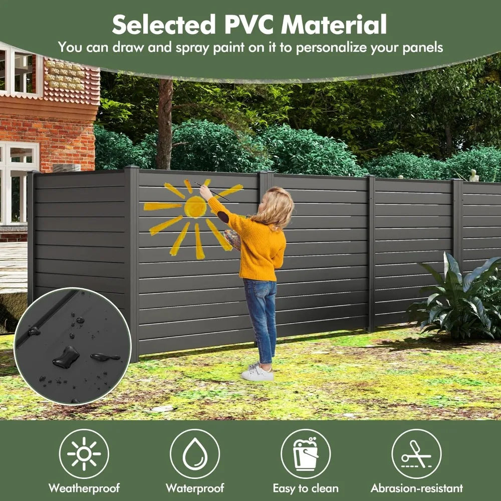 air conditioner fence 2 panels - 48''w x 48''h outdoor privacy screen with upgraded metal stakes, pvc trash can enclosure, deco