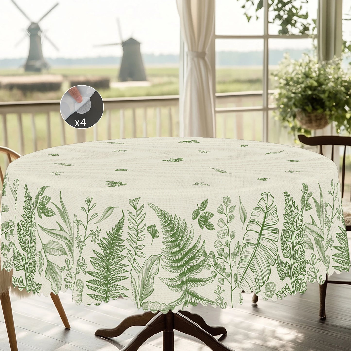 1PC Floral Round Square Tablecloth Waterproof Retro Rose Design Spring Summer Home Kitchen Picnic Gift