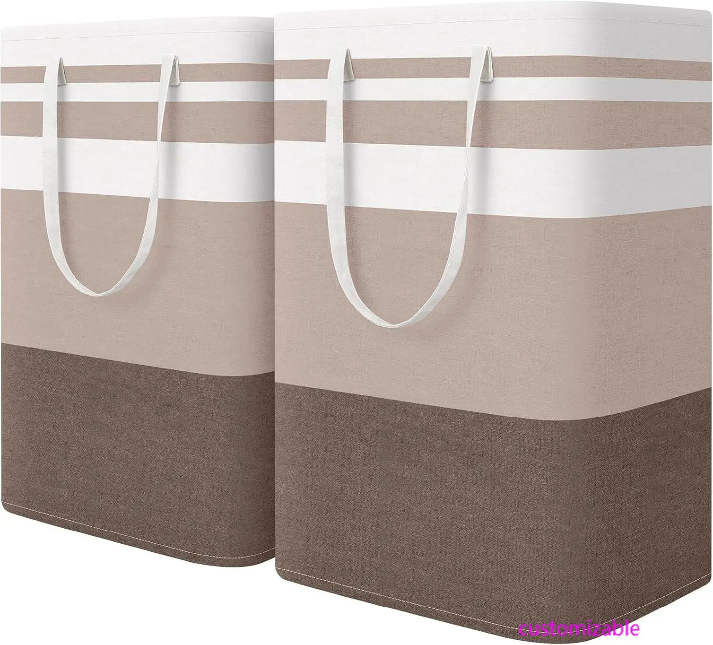 2-Pack Large Laundry Basket, Waterproof, Freestanding Laundry Hamper,Collapsible Tall Clothes Hamper with Extended Handles (75L)