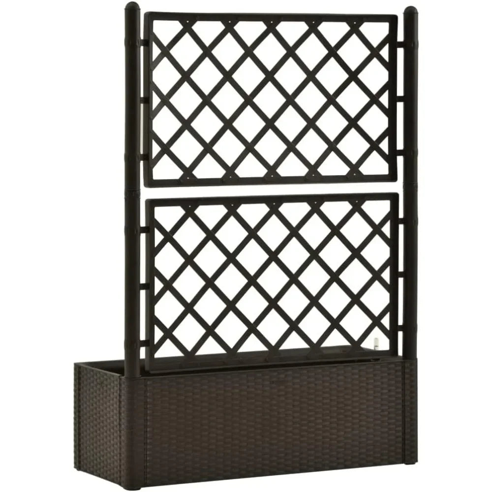 Garden Raised Bed with Trellis and Self Watering System Mocha,Raised Garden Bed,Raised Planter Stand with Open Shelves
