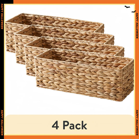 Brown Hyacinth Basket 4-Pack | Bathroom & Pantry Storage Organizer | Home Decor