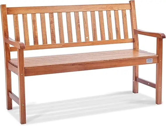 Wood Outdoor Bench, 2-Person Garden Bench with Backrest and Armrests, 800 lbs Load Capacity,All-Weather Never Rot Patio Bench f