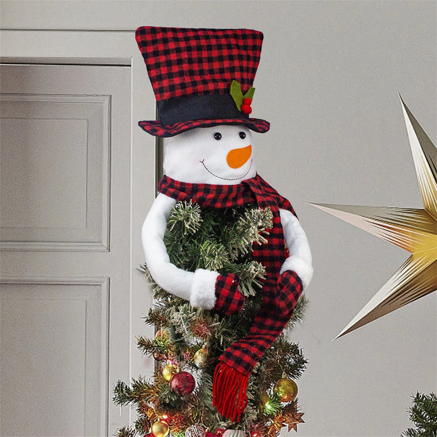 Festive Santa Claus Christmas Tree Topper Traditional Santa Tree Topper Holiday Decoration for Festive Home Display
