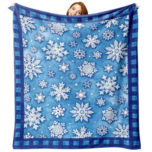 Snow plaid throw blanket, perfect gift for kids boys and girls, soft blanket for Christmas season, perfect for bedding sofa