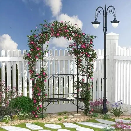 Seat Bench |Outdoor Lawn Backyard Decor Garden Arch Arbor with Entry Bench Patio Decor & 2-Person Outdoor Decorative Seating,Arc