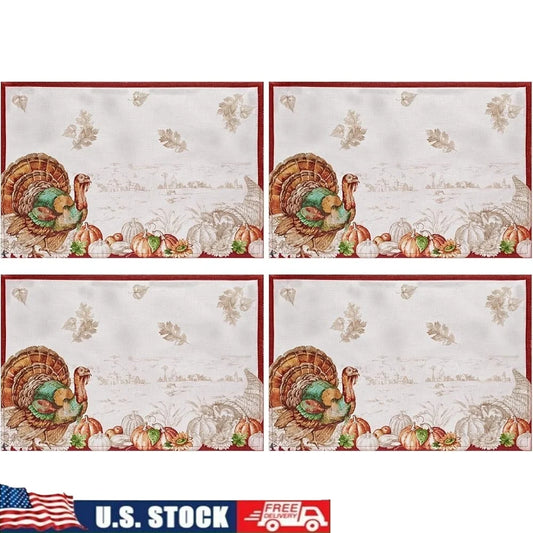 Elegant Autumn Placemats Set of 4 Seasonal Dining Table Decor 100 Polyester Machine Washable Thanksgiving Table Setting