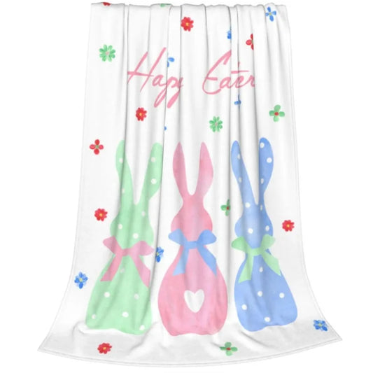 Cute Easter bunny blanket for sofa bed, soft and comfortable blanket, suitable for girls, children and adults home decoration