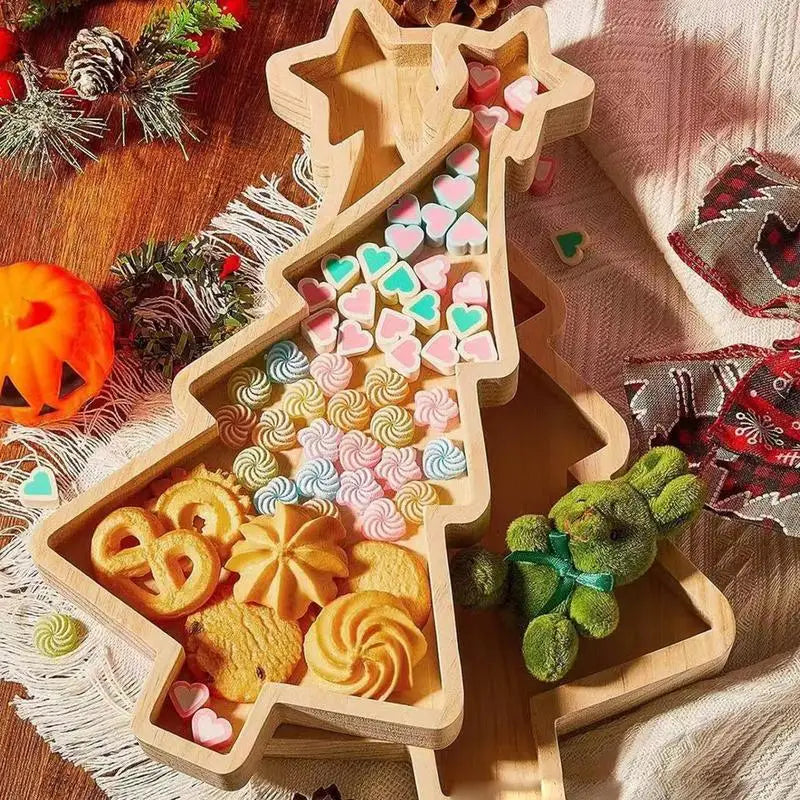 Christmas Tree Shaped Wooden Tray Tree Shaped Charcuterie Serving Boards Christmas Theme Wood Platters Suitable For Appetizers