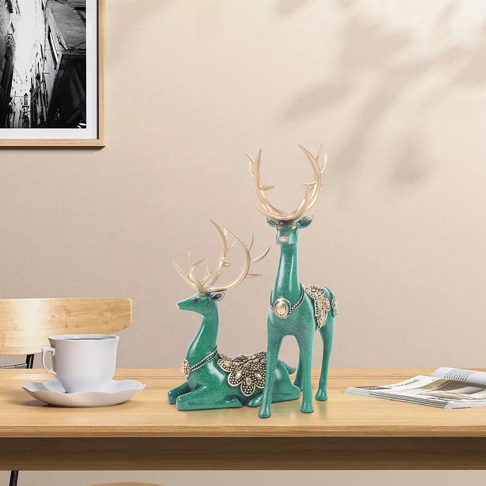 Green Deer Antler Set: Reindeer-Inspired Decor for Festive Home Decor