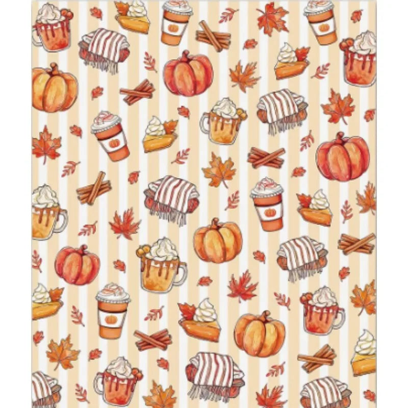 Autumn Pumpkin Dessert Coffee Scarf Flannel Throw Blanket, Autumn Thanksgiving Birthday Gift, Suitable for Bedding Sofa