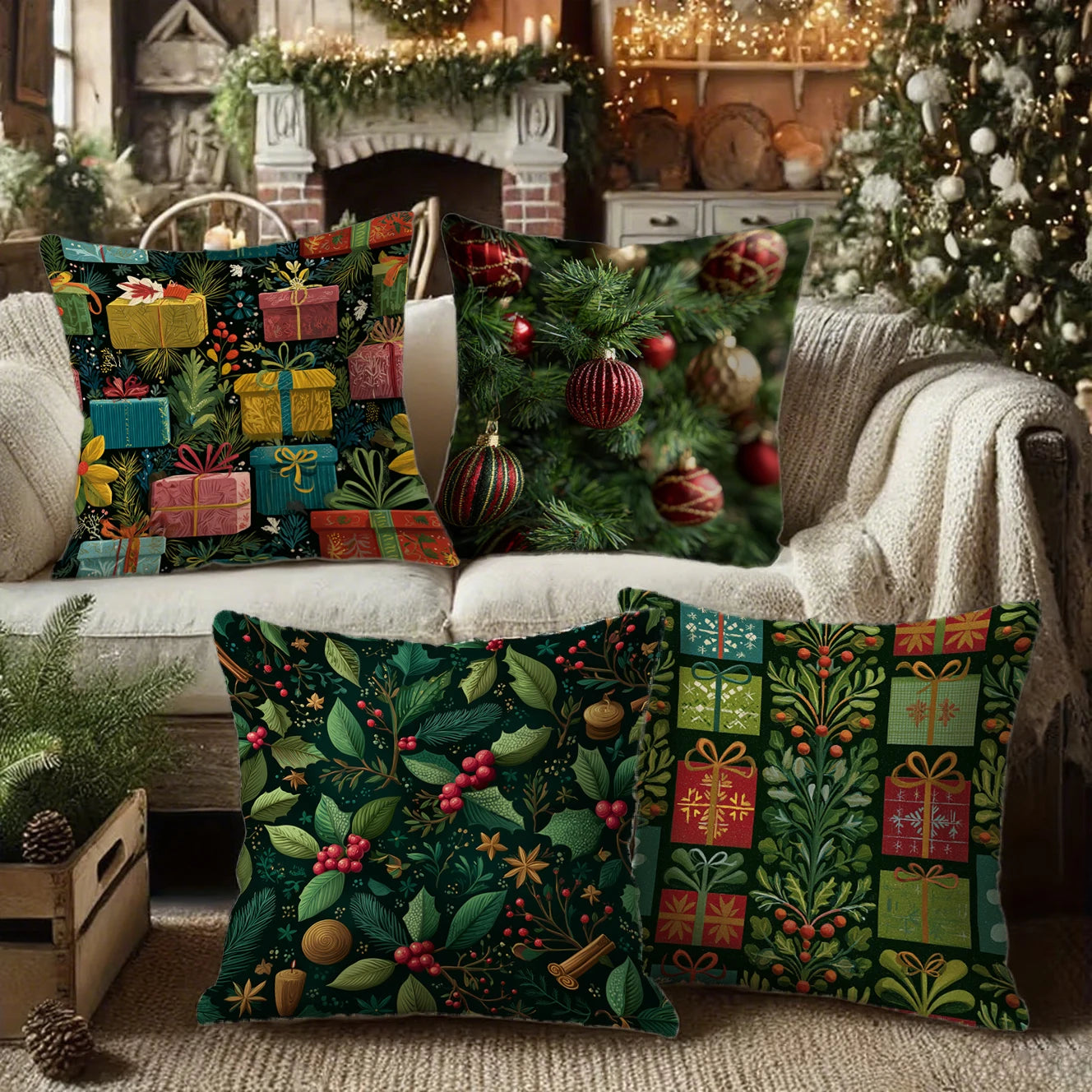 Festive Christmas Pillowcases DecorSuitable for sofa car bedroom decorative cushion cover pillow cover