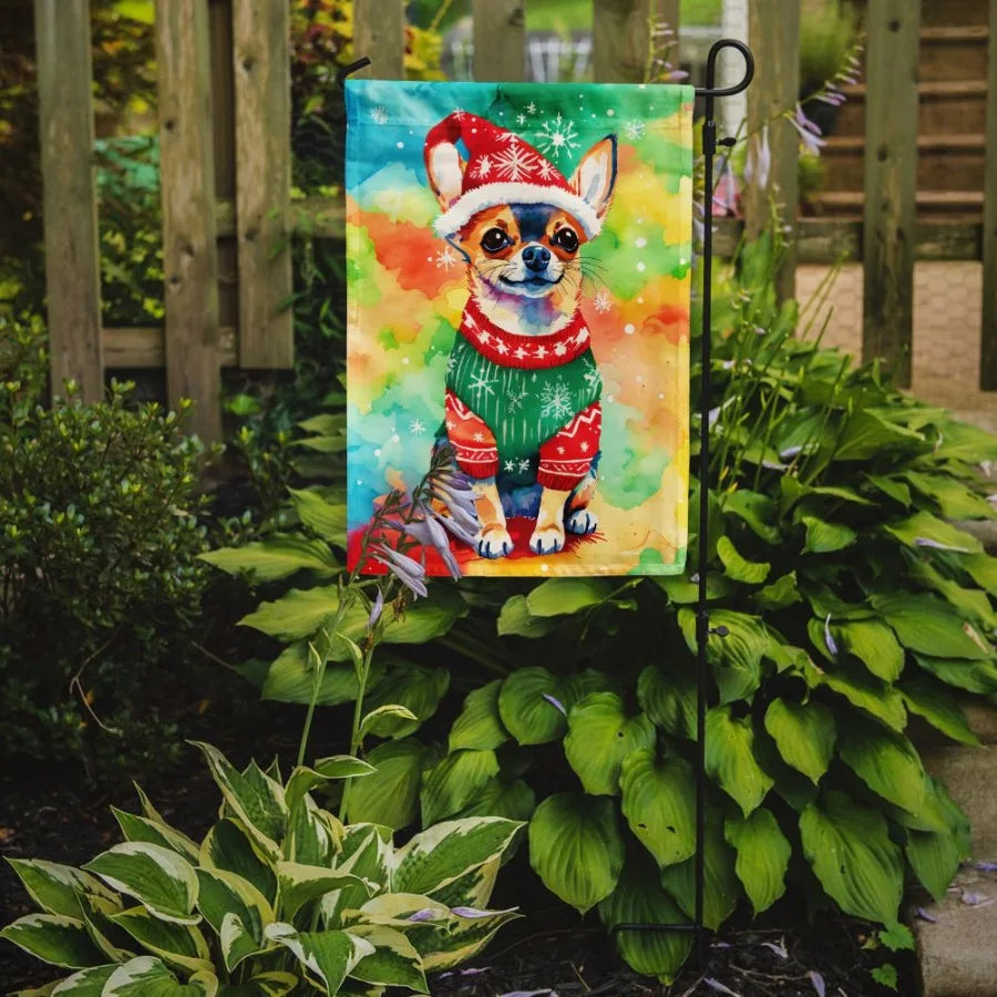 Chihuahua Christmas Garden Flag Mailbox Flag Drative Yard Flag Banner Outside Patio Artwork Yard Flower Beds Garden Size Multic