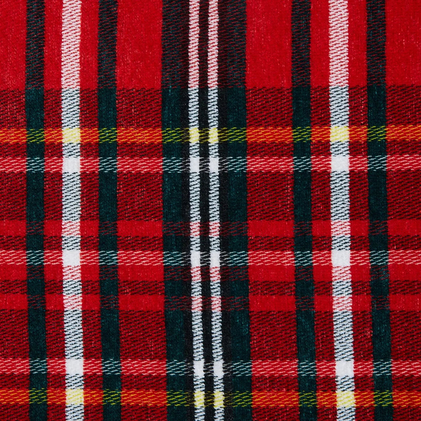 Christmas Plaid Chenille Throw Blanket for Couch Red and Green, Fluffy Soft Knitted Throw Blankets with Tassel Fringe for Sofa