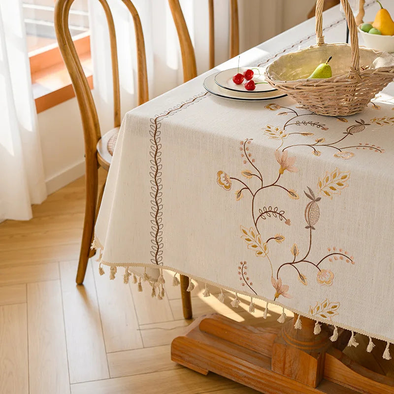 Modern Minimalist White Tablecloth, INS Style Cotton Linen Fabric, Fresh Rectangular Waterproof Dining/Desk Cover