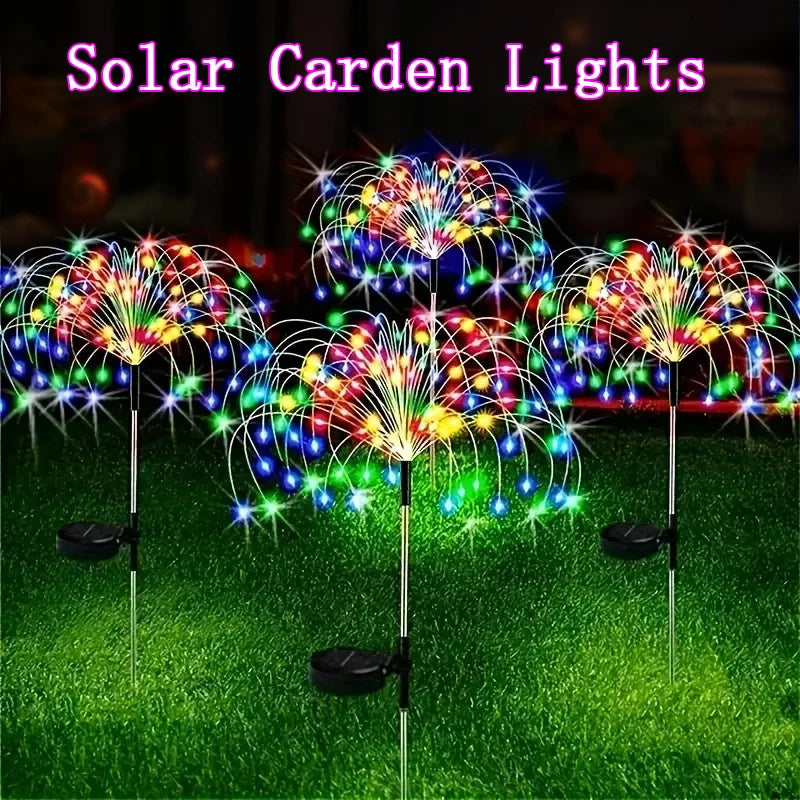 Solar Garden Lights, Firework Light Outdoor 360 LED Solar Waterproof Decorative Starburst Lights Landscape Lamp 18 Hours