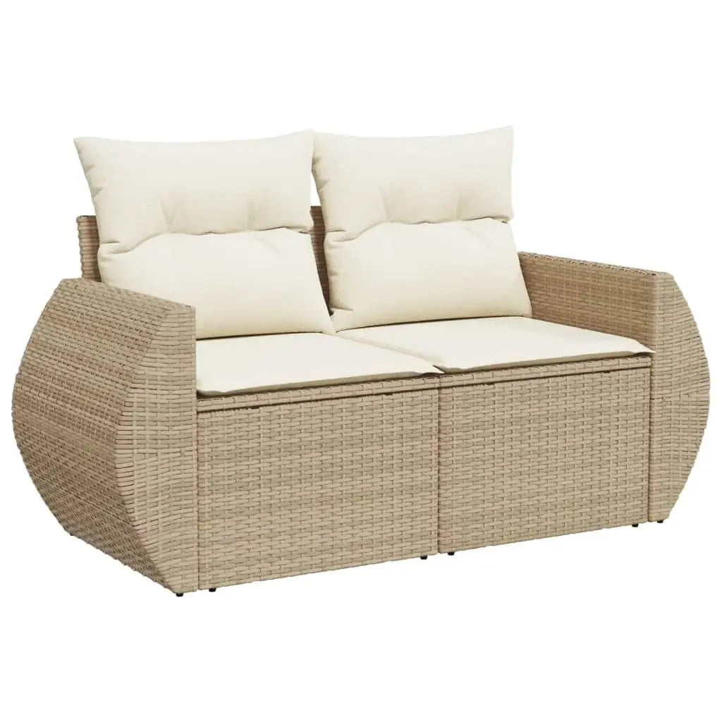 Beige PE Rattan Modular Garden Sofa Set Outdoor Furniture for Patio and Balcony
